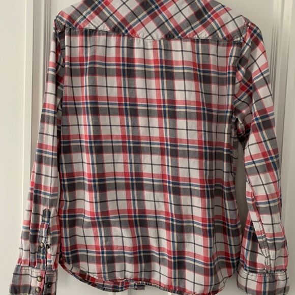 Jack’s Girlfriend red blue plaid flannel shirt S - Picture 3 of 3